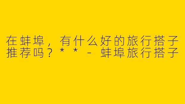 在蚌埠，有什么好的旅行搭子推荐吗？**