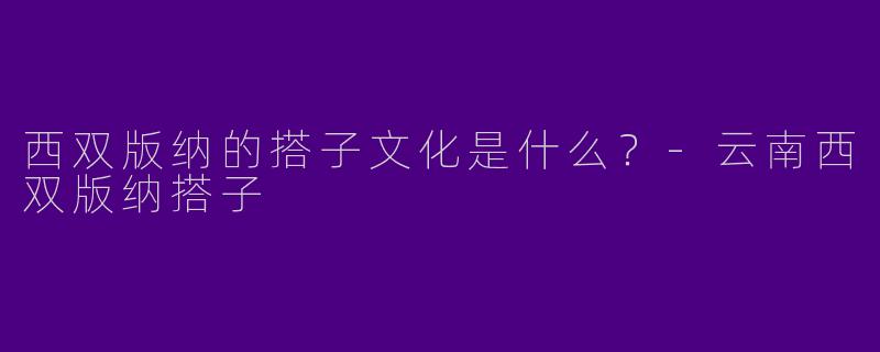 西双版纳的搭子文化是什么？