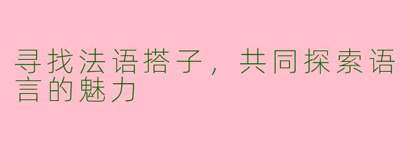 寻找法语搭子，共同探索语言的魅力
