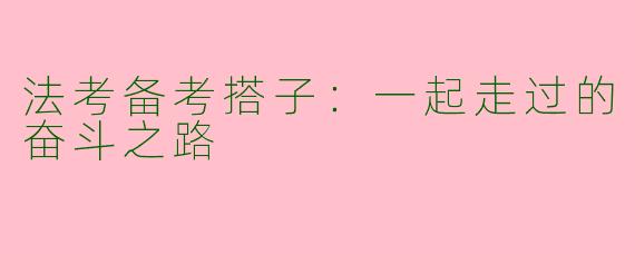 法考备考搭子：一起走过的奋斗之路