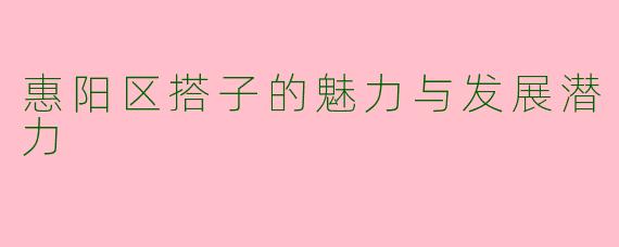惠阳区搭子的魅力与发展潜力