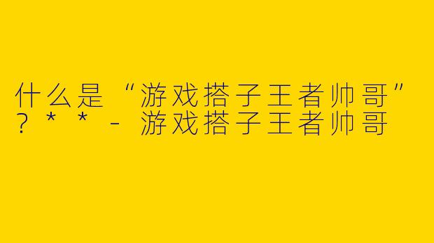 什么是“游戏搭子王者帅哥”？**-游戏搭子王者帅哥