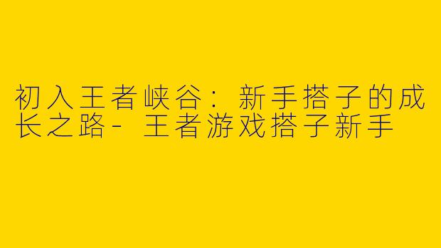 初入王者峡谷:新手搭子的成长之路