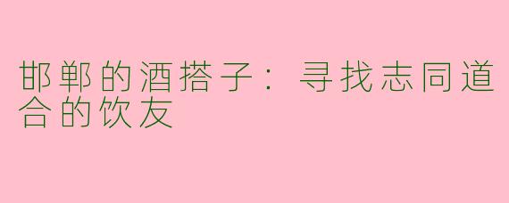 邯郸的酒搭子：寻找志同道合的饮友
