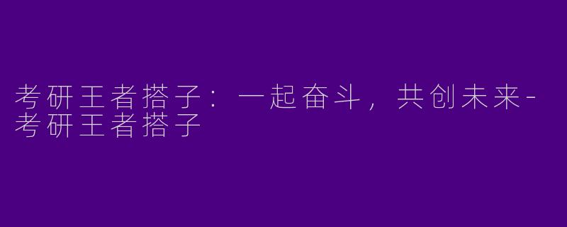 考研王者搭子:一起奋斗,共创未来