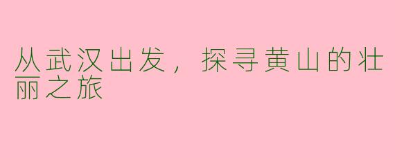 从武汉出发，探寻黄山的壮丽之旅