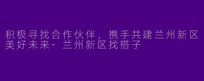 积极寻找合作伙伴，携手共建兰州新区美好未来