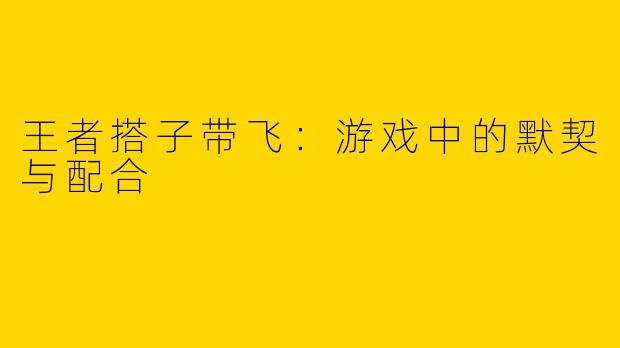 王者搭子带飞：游戏中的默契与配合