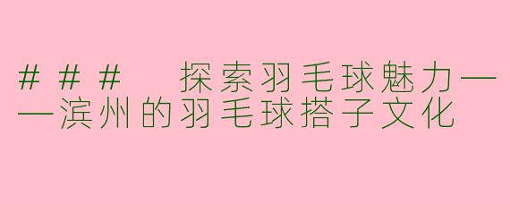 ### 探索羽毛球魅力——滨州的羽毛球搭子文化
