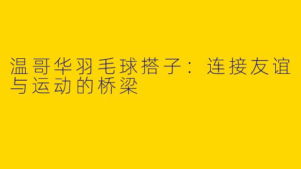 温哥华羽毛球搭子：连接友谊与运动的桥梁