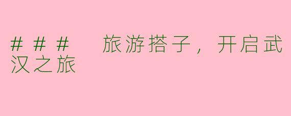 ### 旅游搭子，开启武汉之旅