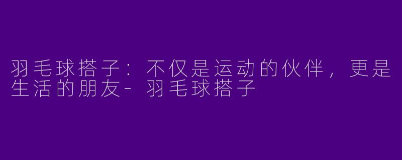 羽毛球搭子：不仅是运动的伙伴，更是生活的朋友-羽毛球搭子