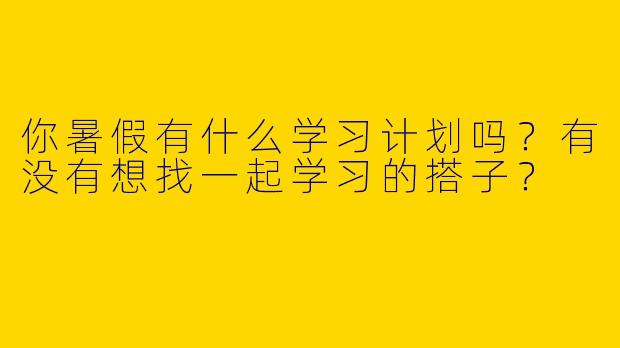 你暑假有什么学习计划吗?有没有想找一起学习的搭子?