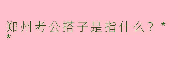 郑州考公搭子是指什么？**