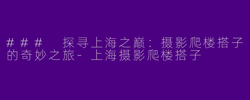### 探寻上海之巅：摄影爬楼搭子的奇妙之旅-上海摄影爬楼搭子