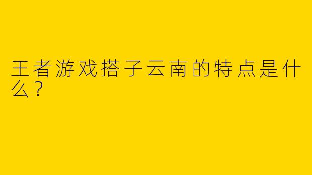 王者游戏搭子云南的特点是什么？