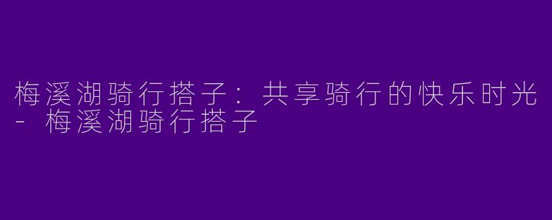 梅溪湖骑行搭子：共享骑行的快乐时光