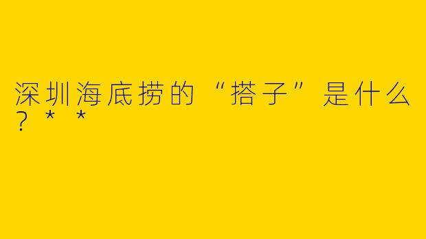 深圳海底捞的“搭子”是什么?**