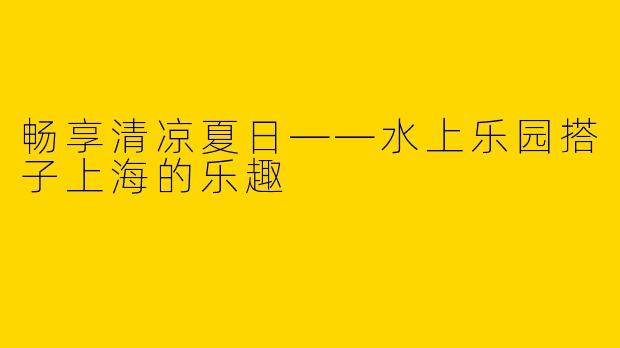 畅享清凉夏日——水上乐园搭子上海的乐趣