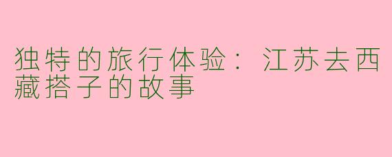 独特的旅行体验：江苏去西藏搭子的故事