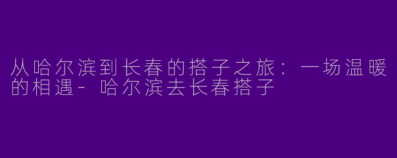 从哈尔滨到长春的搭子之旅：一场温暖的相遇-哈尔滨去长春搭子