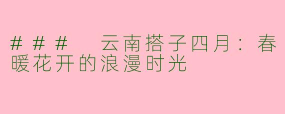### 云南搭子四月：春暖花开的浪漫时光