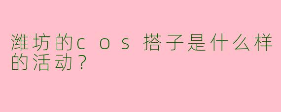潍坊的cos搭子是什么样的活动？  