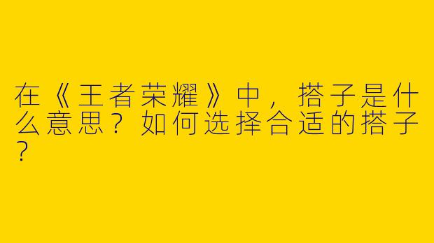在《王者荣耀》中,搭子是什么意思?如何选择合适的搭子?