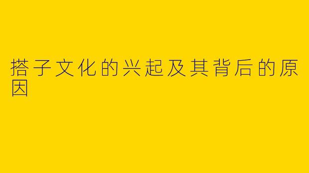 搭子文化的兴起及其背后的原因