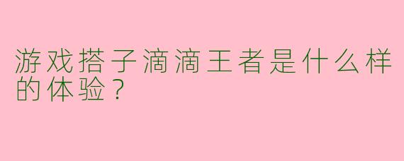 游戏搭子滴滴王者是什么样的体验?