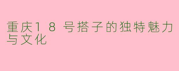 重庆18号搭子的独特魅力与文化