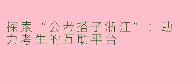探索“公考搭子浙江”：助力考生的互助平台