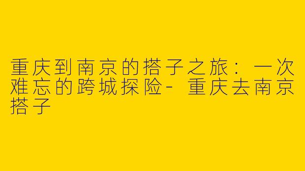 重庆到南京的搭子之旅：一次难忘的跨城探险-重庆去南京搭子