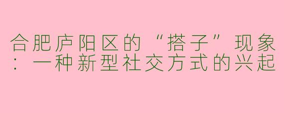 合肥庐阳区的“搭子”现象：一种新型社交方式的兴起