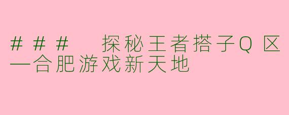 ### 探秘王者搭子Q区—合肥游戏新天地