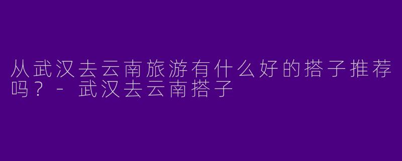 从武汉去云南旅游有什么好的搭子推荐吗？