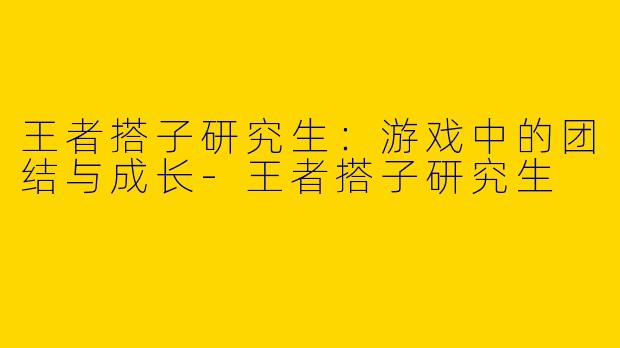王者搭子研究生：游戏中的团结与成长-王者搭子研究生