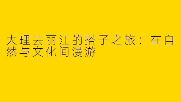 大理去丽江的搭子之旅：在自然与文化间漫游
