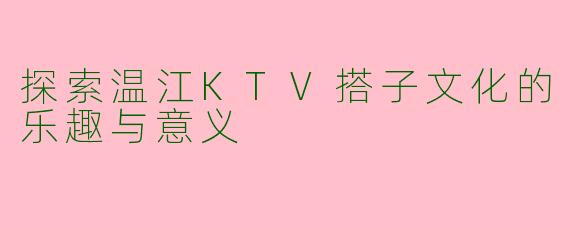 探索温江KTV搭子文化的乐趣与意义