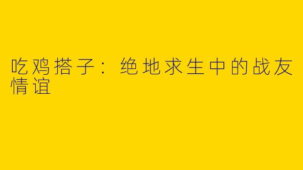 吃鸡搭子：绝地求生中的战友情谊