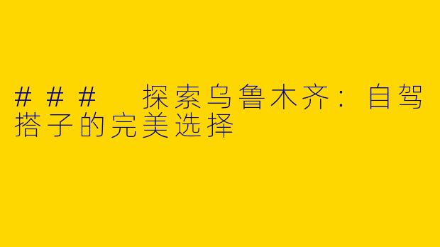 ### 探索乌鲁木齐:自驾搭子的完美选择