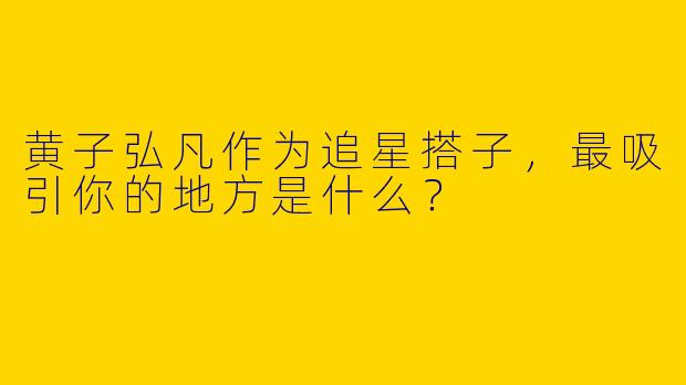 黄子弘凡作为追星搭子，最吸引你的地方是什么？