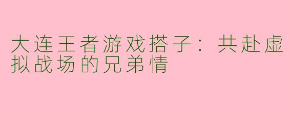 大连王者游戏搭子：共赴虚拟战场的兄弟情