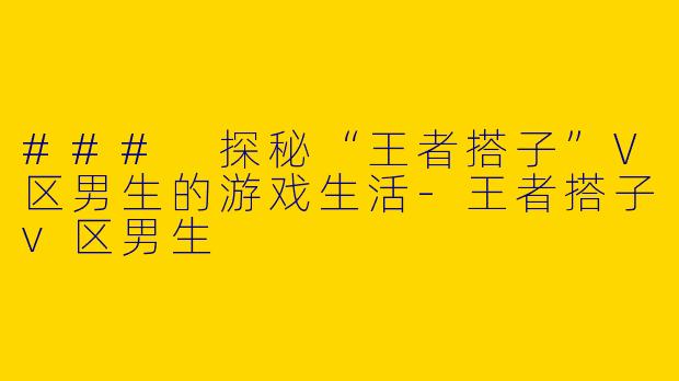 ### 探秘“王者搭子”V区男生的游戏生活