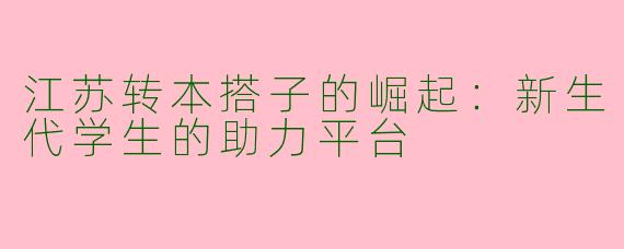 江苏转本搭子的崛起：新生代学生的助力平台