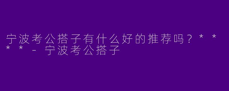 宁波考公搭子有什么好的推荐吗?****