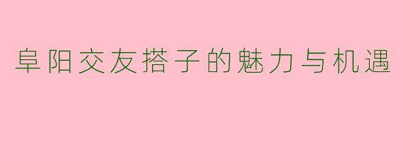 阜阳交友搭子的魅力与机遇