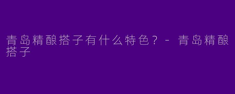 青岛精酿搭子有什么特色？