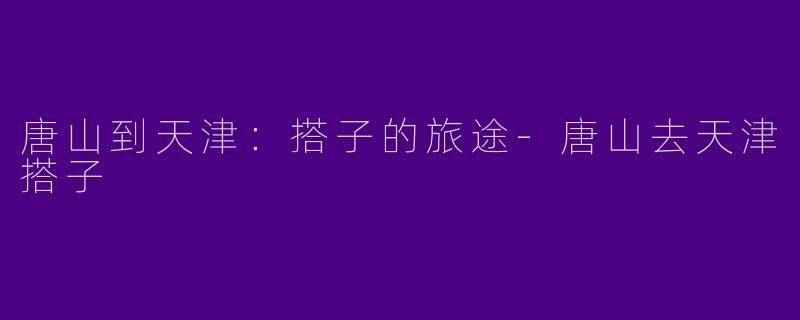唐山到天津：搭子的旅途