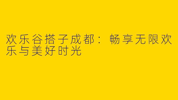 欢乐谷搭子成都：畅享无限欢乐与美好时光